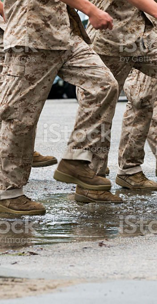 military walking